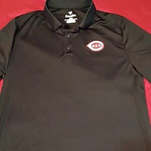 (30) Men's Size L Fanatics Black Cincinnati Reds Polo Shirt with Logo